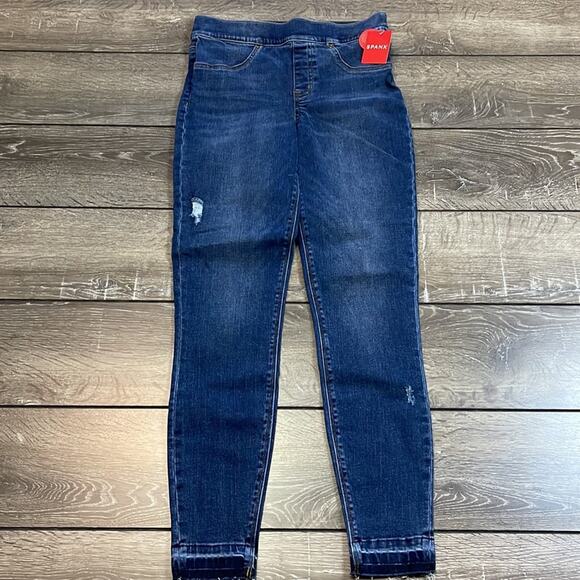 NEW SPANX Distressed Skinny Jeans Medium Wash Women’s Size Small - Picture 1 of 7